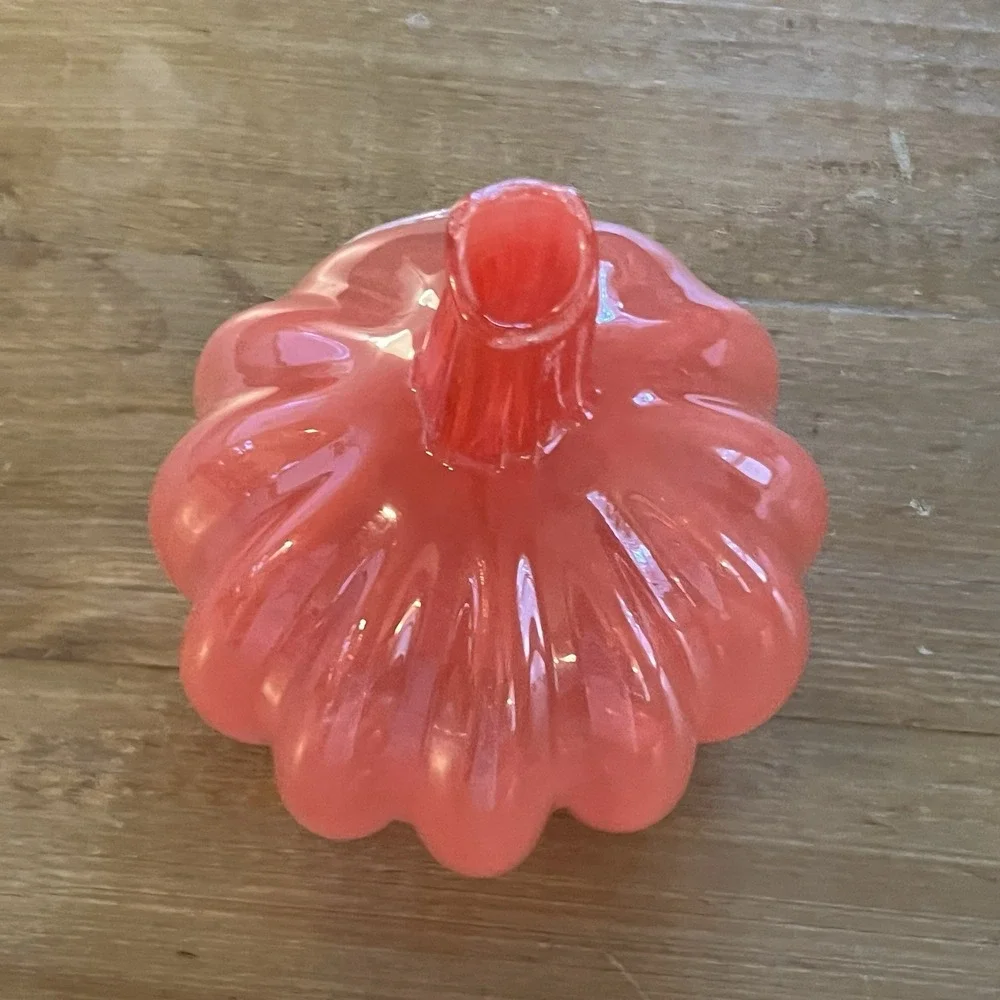 Smith and Hawkin Poland Handmade Art Glass Orange Pumpkin Fall Decor Candle Dish